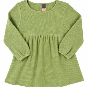 Long-Sleeve Waffle-Knit Dress for Toddler Girls