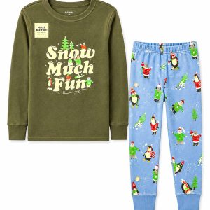 Gender-Neutral Snug-Fit Graphic Pajama Set for Kids