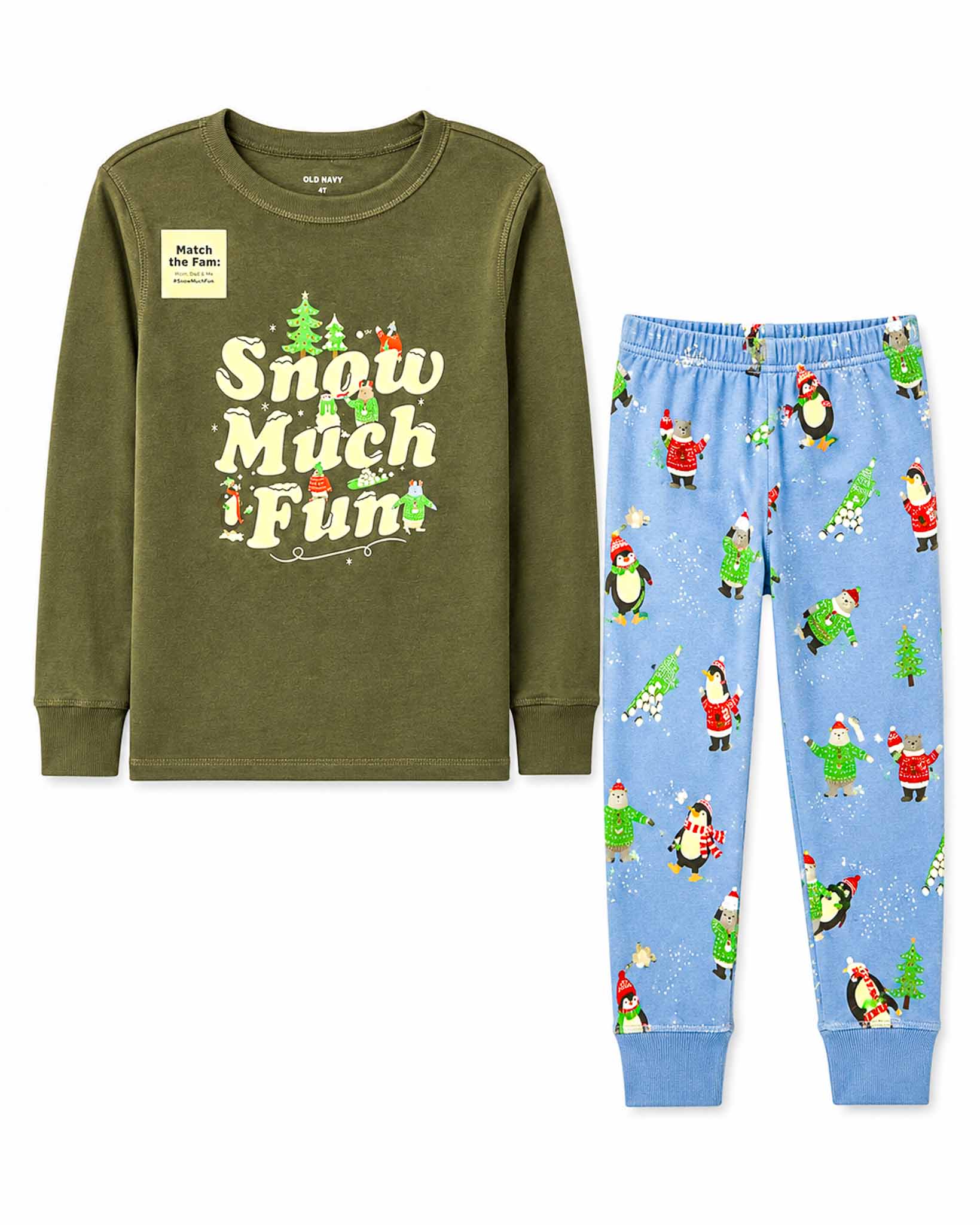 Gender-Neutral Snug-Fit Graphic Pajama Set for Kids