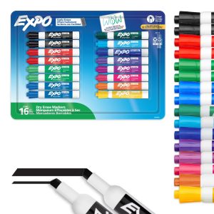 EXPO-Dry-Erase-Markers-Assorted-Colors-Chisel-Tip-16-Count