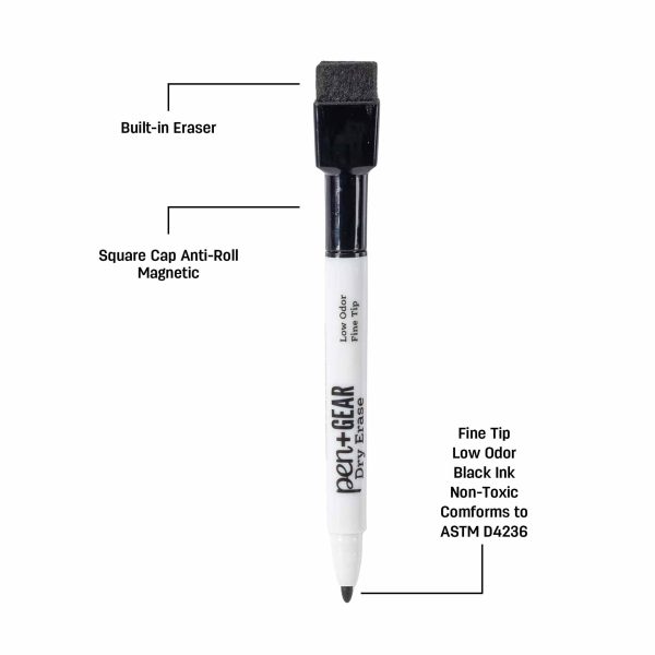 Dry Erase Marker with Built-in Eraser Cap