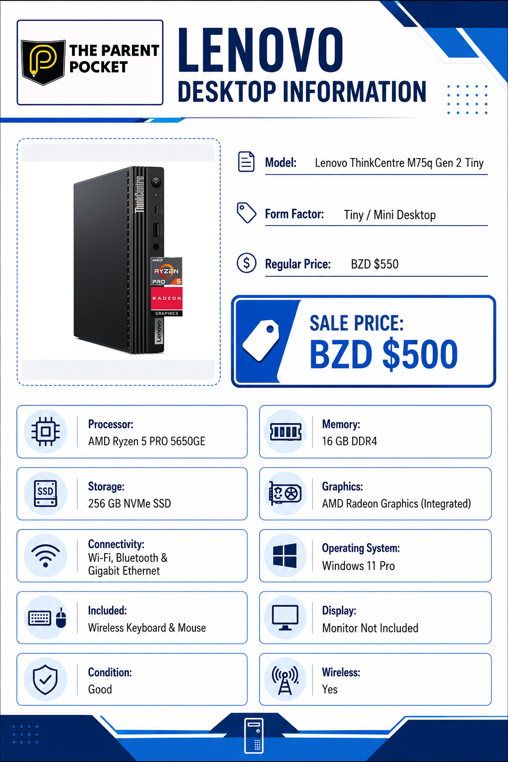 Lenovo ThinkCentre M75q Gen 2 Tiny Desktop – Ryzen 5 PRO, 16GB RAM, 256GB SSD - Image 2